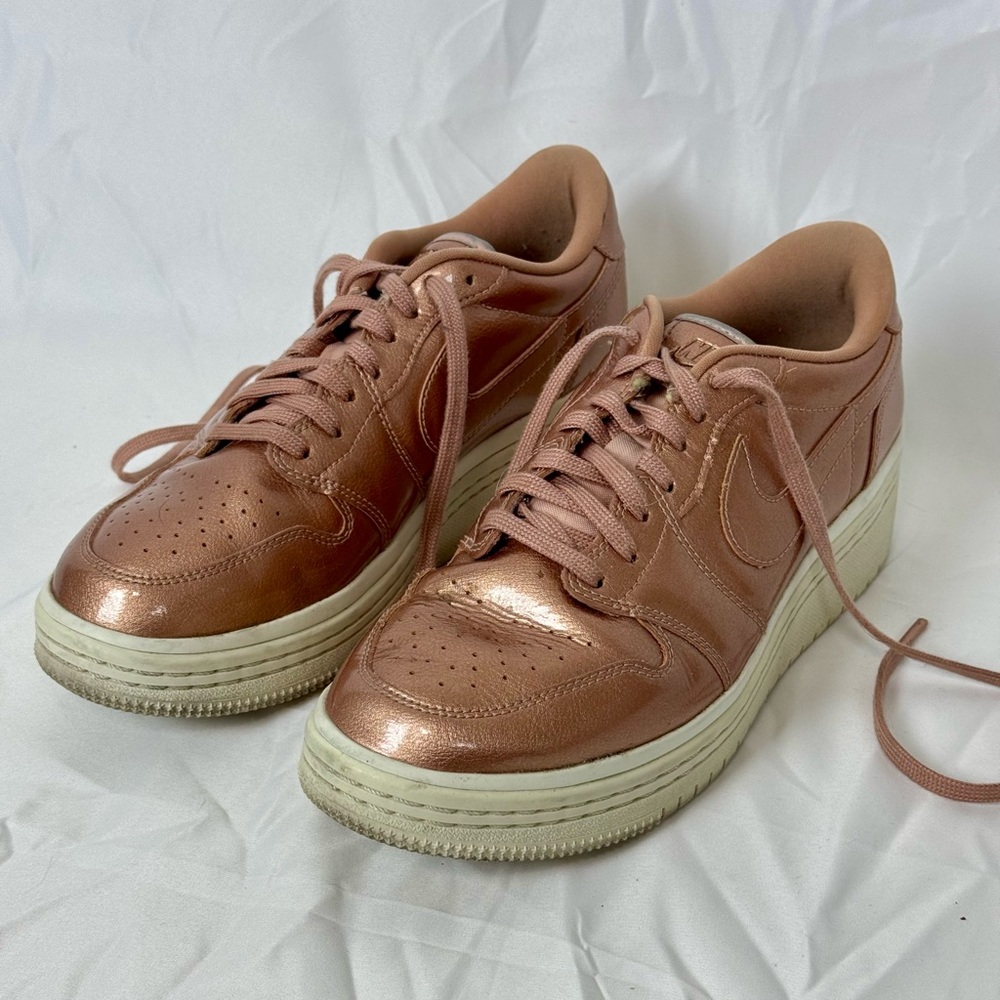 Nike Air Jordan low platform sneakers in metallic rose gold, womens size 8